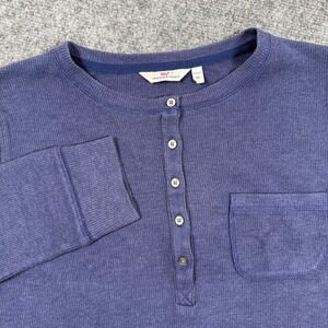 Vineyard Vines Pajama Shirt Medium Blue Henley Long Sleeve loungewear Women's‎